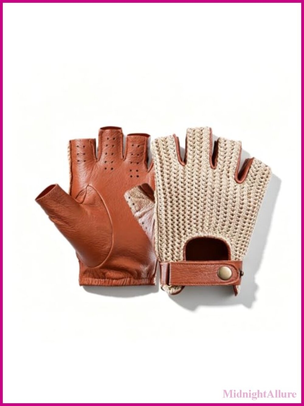 Sheepskin Leather Half Finger Driving Gloves Motorcycle Cycling